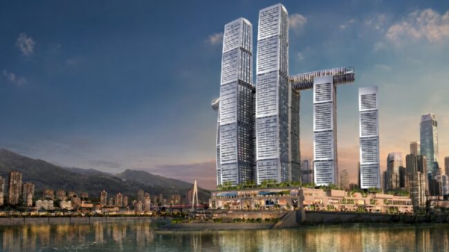 Incrível ‘arranha-céu horizontal’ tem 250 metros de altura e 12 mil toneladas na China