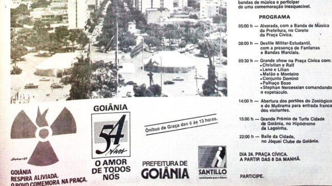Capa do jornal de 54 anos de Goiânia após o acidente radioativo (Foto: Wikimedia Commons)