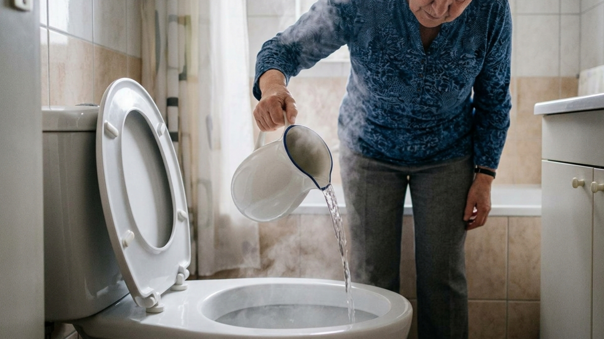 O truque da água quente ganhou espaço nas redes sociais por ajudar na limpeza do vaso sanitário, desde que seja feito corretamente (Foto: Imagem gerada por IA)