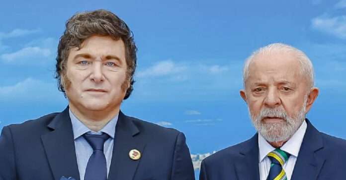 Javier Milei e Lula no encontro da cúpula do G20 no Rio, em novembro de 2024 (Crédito: Ricardo Stuckert/PR)
