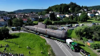 O submarino U17 percorreu 39 quilômetros em quatro semanas até chegar ao museu onde será exibido na Alemanha (Divulgação: Museu Técnico de Sinsheim e Speyer)