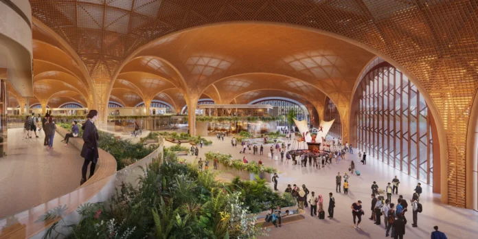 O design do Aeroporto Internacional de Tech tem como foco a luminosidade (Foto: Divulgação)