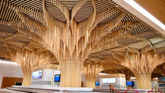 O Aeroporto Internacional Lokapriya Gopinath Bordoloi tem estruturas inspiradas em bambu (Foto: Divulgação)