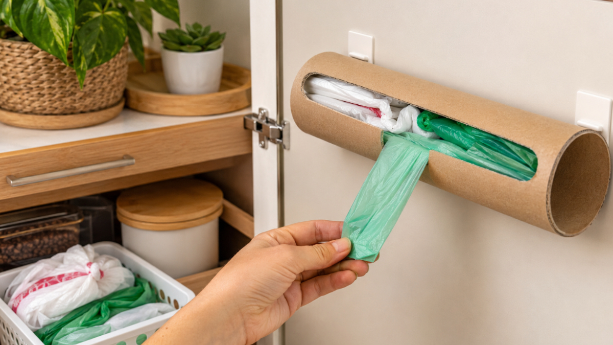 Antes de descartar o rolo vazio, veja como ele pode facilitar a organização da sua cozinha (Foto: Imagem gerada por IA)