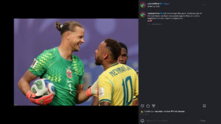 Neymar curte publicação de perfil falso atribuído ao goleiro Nyland com suposto pedido de desculpas/Reprodução/Instagram