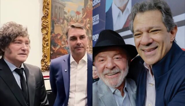 Milei participa de lançamento de Flávio Bolsonaro à Presidência, enquanto Lula oficializa Haddad ao Governo de SP