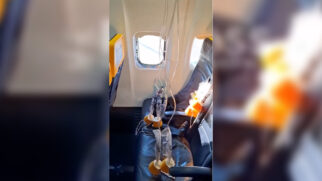 A aeronave, um Boeing 737-8AS, era de propriedade da companhia aérea Ryanair e tinha como destino Memmingen, na Alemanha/Reprodução/Redes sociais