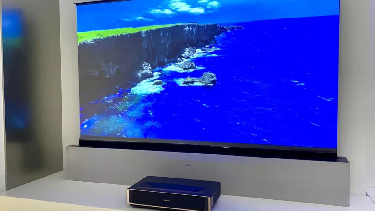 Com projetor de ultracurta distância, a TV a laser pode criar uma imagem de até 100 polegadas a poucos centímetros da parede (Divulgação: Netzwelt)