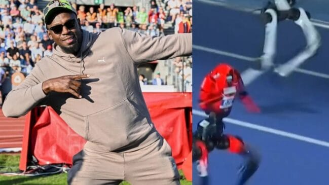 Usain Bolt e robô lighting/Reprodução