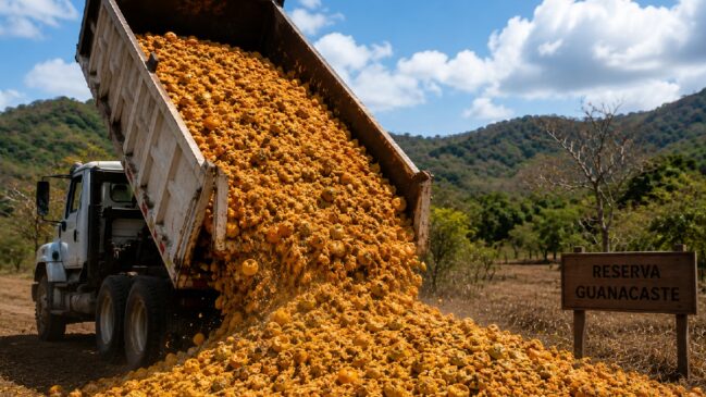 Caminhão com cascas de laranja