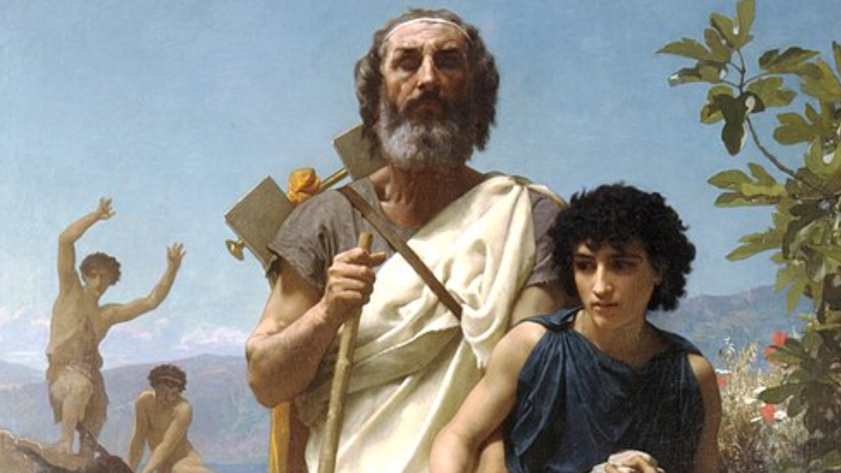 A tradição transformou Homero em poeta cego e viajante. William-Adolphe Bouguereau eternizou essa imagem em “Homero e seu guia”, de 1874. (Foto: William-Adolphe Bouguereau / Wikimedia Commons)