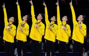 Equipe de ginástica rítmica do Brasil levou ouro inédito /Reprodução/Melogym/CBG