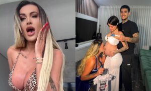Andressa Urach, o filho Arthur e a nora Maya /Reprodução/redes sociais