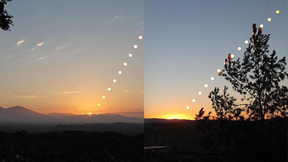 O ponto onde o Sol nasce se desloca ao longo do ano entre equinócios e solstícios (Foto: John Krieger / LynceanEducation)