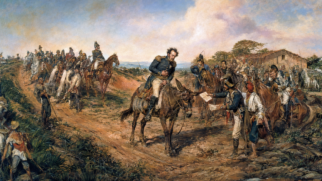 A imagem mais famosa da Independência foi pintada por Pedro Américo 66 anos depois do episódio ocorrido às margens do Ipiranga (Ilustração Gazeta de S.Paulo)