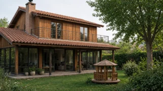 Casa de telhas em Adrogué com jardim, ventanales e carrossel da Familia Nebot