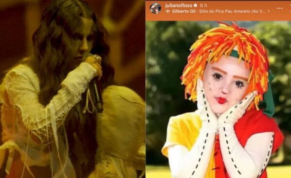 Marina Sena rasga boneco no Rock in Rio e Juliano Floss posta foto da Emília /Reprodução