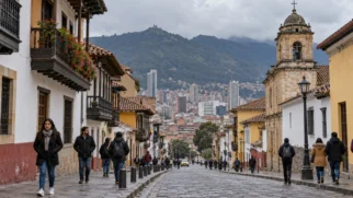 Bogotá ilustra como a altitude pode surpreender quem espera calor em toda a Colômbia. Imagem gerada por IA.