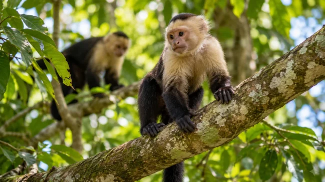 A imagem de um macaco no galho remete a um ditado conhecido. Imagem gerada por IA.