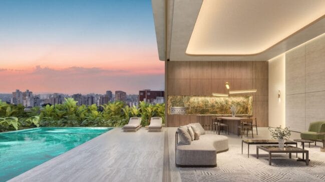 Com dois por andar, novos apartamentos de luxo custam R$ 9,1 milhões e contam quatro suítes, piscina privada e quadra de tênis