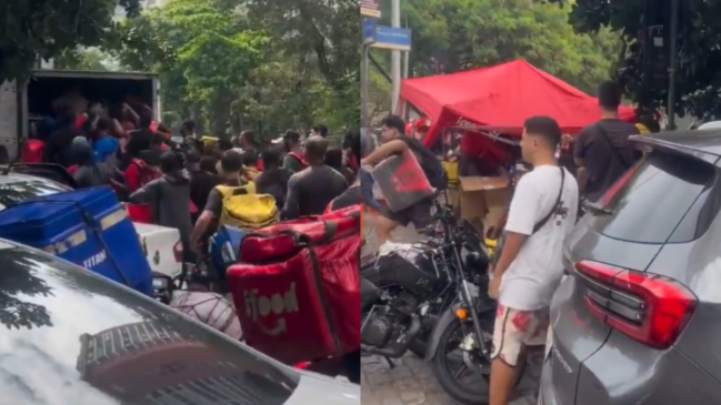 Motoboys saquearam produtos do iFood durante ação de marketing nesta quarta / Reprodução