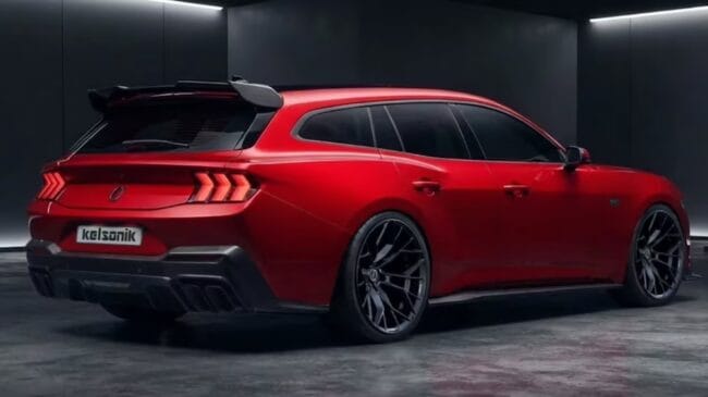 Um designer transforma o novo Ford Mustang em uma perua. As reações mostram: aparentemente haveria mais fãs para tal carro do que o esperado. Imagem: Instagram/kelsonik