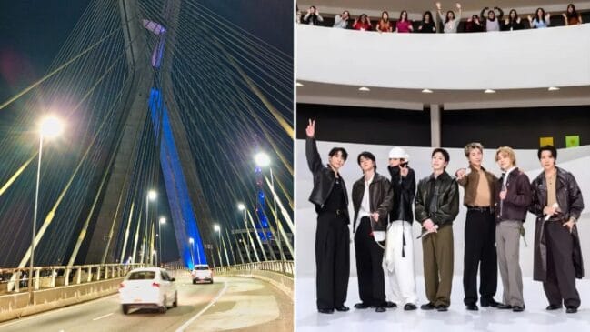 bts em são paulo ganha ponte estaiada iluminada