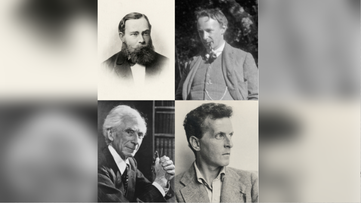 Russell integra, ao lado de Gottlob Frege, G. E. Moore e Ludwig Wittgenstein, o grupo associado à formação da moderna filosofia analítica (Foto: Montagem / Wikimedia Commons)