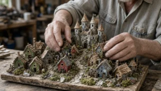 Aposentado exibe vilarejo em miniatura do Efteling montado com sobras de construção