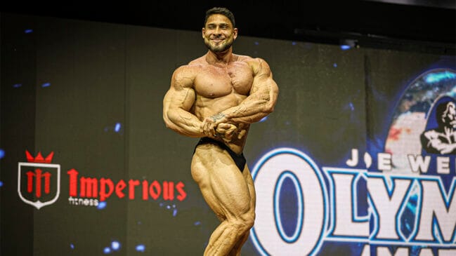 Ramon Dino destacou a força da torcida brasileira durante entrevista exclusiva à Gazeta de São Paulo no Mr. Olympia Brasil (Foto: Yuri Villaça/Gazeta de S.Paulo)