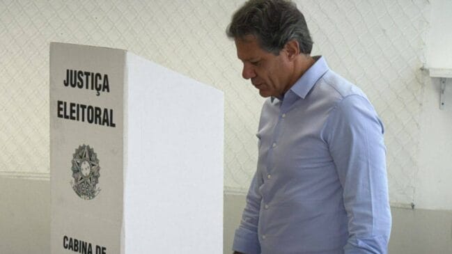 Fernando Haddad votando em São Paulo /Reprodução