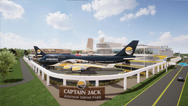 Ilustração apresenta a proposta de adaptação de um Boeing 747 para receber visitantes em uma experiência de hospedagem diferente (Imagem: Divulgação/Captain Jack via HLN)