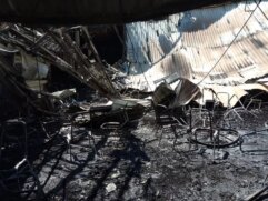 Salão de eventos do Resort Mavda após o incêndio