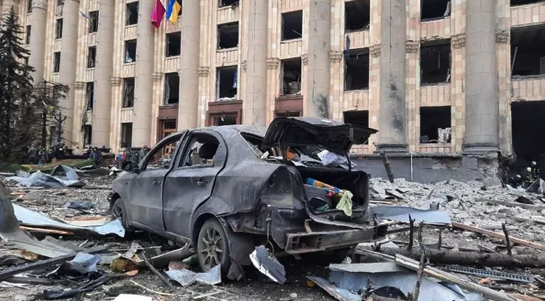 Prédio do governo de Kharkiv após a explosão (arquivo)