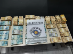 Dinheiro apreendido pela Polícia Militar em SP