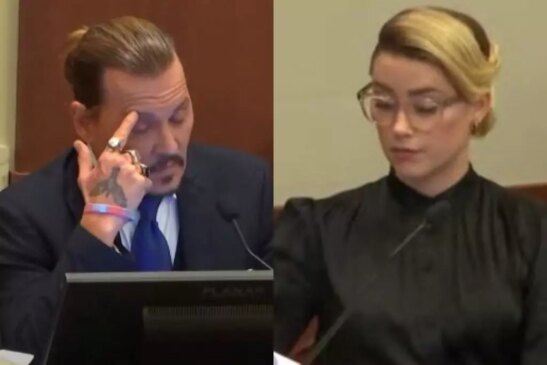 Johnny Depp e Amber Heard em julgamento