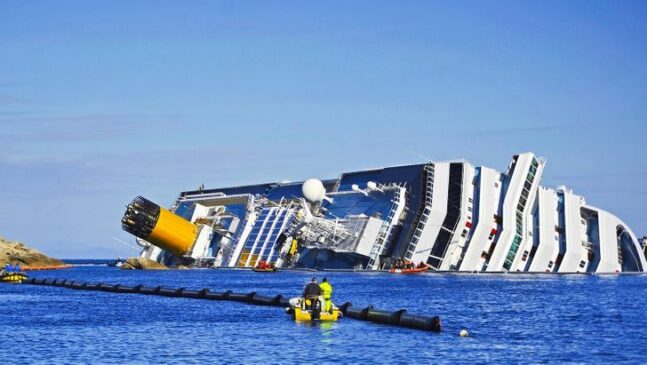 Entre os desastres mais recentes está o naufrágio do cruzeiro Costa Concordia: 32 pessoas morreram no acidente