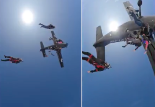 Paraquedistas saltam momentos antes de avião cair em Boituva-SP
