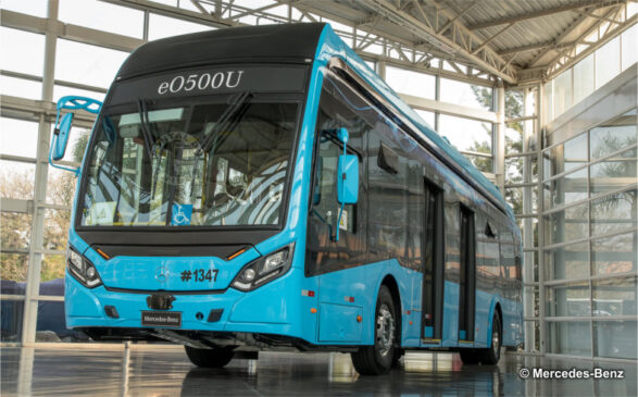 Modelo e0500U da Mercedes foi o escolhido para ser o primeiro tipo de ônibus elétrico na Capial
