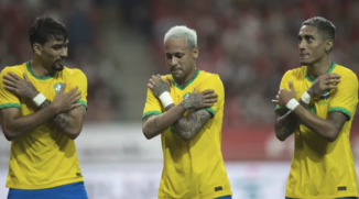 Paquetá, Neymar e Raphinha comemoram gol da Seleção