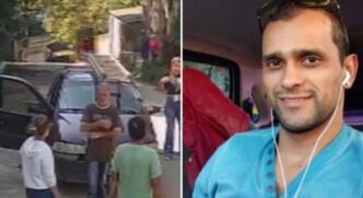 Câmeras de segurança flagraram o momento em que a vítima chega à rua com o carro.