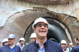 Rodrigo Garcia durante visita ao tatuzão, do Metrô de São Paulo