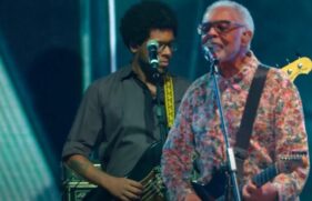 Gilberto Gil no palco Sunset do Rock in Rio 2022.