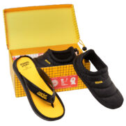 Batizado de Havaianas Zip Top Market, o calçado possui um zíper ao longo da borda da palmilha, permitindo que o usuário coloque ou remova a parte superior do puffer ajustável