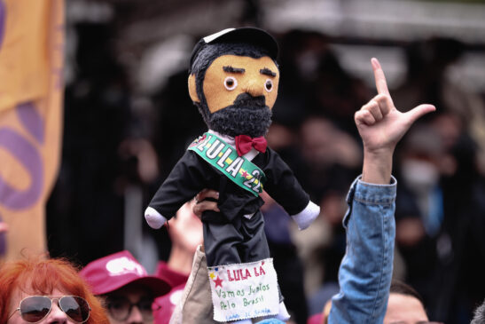 Apoiadores durante ato de Luiz Inácio Lula da Silva