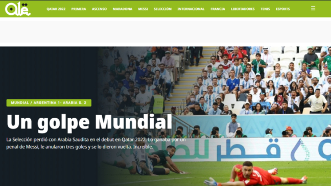 Jornais argentinos mostram preocupação após derrota na estreia do Mundial