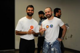 Tales Bretas e Silva pousaram pela primeira vez juntos e faz o L no evento Brasil Esperança no Anhembi em SP.