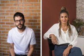 Os curadores Gabriela de Matos e Paulo Tavares.