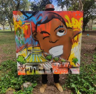 Benjamim de Oliveira foi retrato em grafite por Renato Cássio
