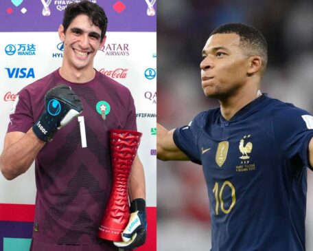 Bounou, goleiro de Marrocos, e Mbappé, artilheiro francês